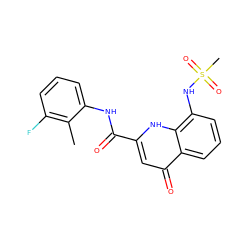 Cc1c(F)cccc1NC(=O)c1cc(=O)c2cccc(NS(C)(=O)=O)c2[nH]1 ZINC000095590267