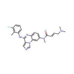 Cc1c(F)cccc1Nc1nc2ccc(N(C)C(=O)/C=C/CN(C)C)cc2n2cncc12 ZINC000073196642