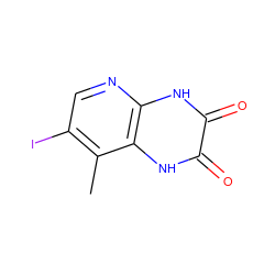 Cc1c(I)cnc2[nH]c(=O)c(=O)[nH]c12 ZINC000026660592