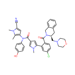 Cc1c(N(C(=O)c2cc(-c3cc(Cl)ccc3C(=O)N3Cc4ccccc4C[C@H]3CN3CCOCC3)n(C)c2)c2ccc(O)cc2)cc(C#N)n1C ZINC000261191092