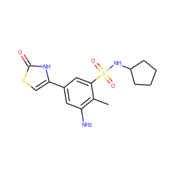 Cc1c(N)cc(-c2csc(=O)[nH]2)cc1S(=O)(=O)NC1CCCC1 ZINC000299856022