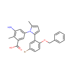 Cc1c(N)cc(-n2c(C)ccc2-c2cc(Br)ccc2OCc2ccccc2)cc1C(=O)O ZINC000028707711