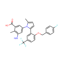 Cc1c(N)cc(-n2c(C)ccc2-c2cc(C(F)(F)F)ccc2OCc2ccc(F)cc2)cc1C(=O)O ZINC000028707717