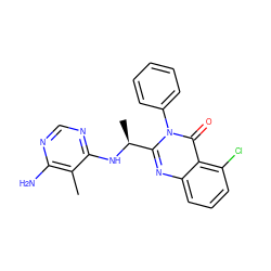 Cc1c(N)ncnc1N[C@@H](C)c1nc2cccc(Cl)c2c(=O)n1-c1ccccc1 ZINC000653861830