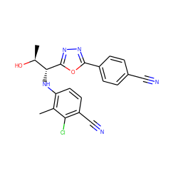 Cc1c(N[C@@H](c2nnc(-c3ccc(C#N)cc3)o2)[C@H](C)O)ccc(C#N)c1Cl ZINC000066097792