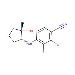 Cc1c(N[C@@H]2CCC[C@]2(C)O)ccc(C#N)c1Cl ZINC000145344649