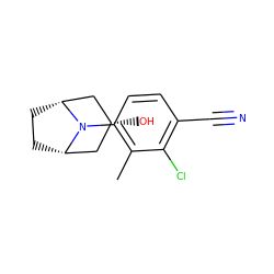 Cc1c(N2[C@H]3CC[C@@H]2C[C@H](O)C3)ccc(C#N)c1Cl ZINC000103233219