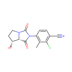 Cc1c(N2C(=O)[C@@H]3[C@H](O)CCN3C2=O)ccc(C#N)c1Cl ZINC000003938678