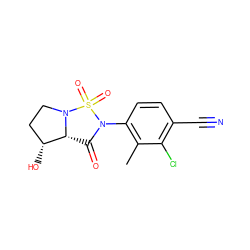 Cc1c(N2C(=O)[C@@H]3[C@H](O)CCN3S2(=O)=O)ccc(C#N)c1Cl ZINC000028822677