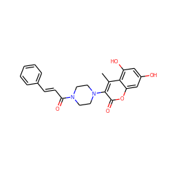 Cc1c(N2CCN(C(=O)/C=C/c3ccccc3)CC2)c(=O)oc2cc(O)cc(O)c12 ZINC000045392550