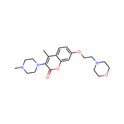 Cc1c(N2CCN(C)CC2)c(=O)oc2cc(OCCN3CCOCC3)ccc12 ZINC000045370011