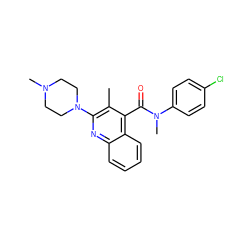 Cc1c(N2CCN(C)CC2)nc2ccccc2c1C(=O)N(C)c1ccc(Cl)cc1 ZINC000013644296