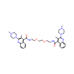 Cc1c(N2CCN(C)CC2)nc2ccccc2c1C(=O)NCCOCCOCCNC(=O)c1c(C)c(N2CCN(C)CC2)nc2ccccc12 ZINC000084616501