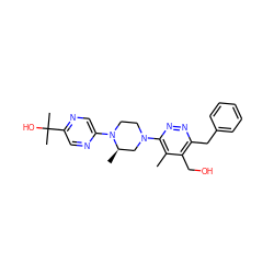 Cc1c(N2CCN(c3cnc(C(C)(C)O)cn3)[C@H](C)C2)nnc(Cc2ccccc2)c1CO ZINC000167708634