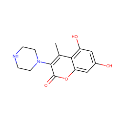 Cc1c(N2CCNCC2)c(=O)oc2cc(O)cc(O)c12 ZINC000045370498