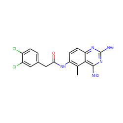 Cc1c(NC(=O)Cc2ccc(Cl)c(Cl)c2)ccc2nc(N)nc(N)c12 ZINC000025968633