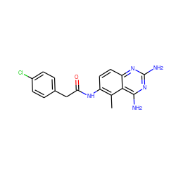 Cc1c(NC(=O)Cc2ccc(Cl)cc2)ccc2nc(N)nc(N)c12 ZINC000025968726