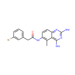 Cc1c(NC(=O)Cc2cccc(Br)c2)ccc2nc(N)nc(N)c12 ZINC000025966456