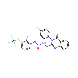 Cc1c(NC(=O)NCc2nc3ccccc3c(=O)n2-c2ccc(F)cc2)cccc1SC(F)(F)F ZINC001772641253