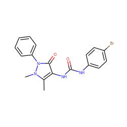 Cc1c(NC(=O)Nc2ccc(Br)cc2)c(=O)n(-c2ccccc2)n1C ZINC000001028240