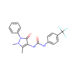 Cc1c(NC(=O)Nc2ccc(C(F)(F)F)cc2)c(=O)n(-c2ccccc2)n1C ZINC000020154027