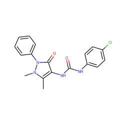 Cc1c(NC(=O)Nc2ccc(Cl)cc2)c(=O)n(-c2ccccc2)n1C ZINC000001213496