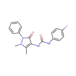 Cc1c(NC(=O)Nc2ccc(I)cc2)c(=O)n(-c2ccccc2)n1C ZINC000019926609