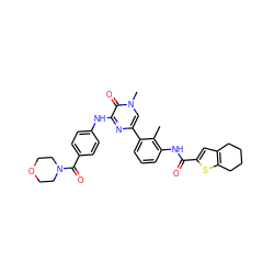 Cc1c(NC(=O)c2cc3c(s2)CCCC3)cccc1-c1cn(C)c(=O)c(Nc2ccc(C(=O)N3CCOCC3)cc2)n1 ZINC000115158045