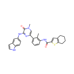 Cc1c(NC(=O)c2cc3c(s2)CCCC3)cccc1-c1cn(C)c(=O)c(Nc2ccc3[nH]ccc3c2)n1 ZINC000299859450