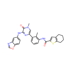 Cc1c(NC(=O)c2cc3c(s2)CCCC3)cccc1-c1cn(C)c(=O)c(Nc2ccc3ocnc3c2)n1 ZINC000299863799