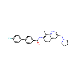 Cc1c(NC(=O)c2ccc(-c3ccc(F)cc3)cc2)ccc2cc(CN3CCCC3)cnc12 ZINC000084652328