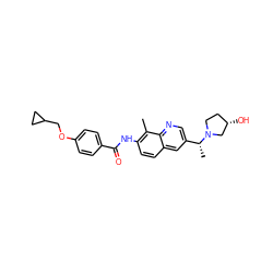 Cc1c(NC(=O)c2ccc(OCC3CC3)cc2)ccc2cc([C@@H](C)N3CC[C@H](O)C3)cnc12 ZINC000084688166