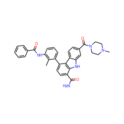 Cc1c(NC(=O)c2ccccc2)cccc1-c1ccc(C(N)=O)c2[nH]c3cc(C(=O)N4CCN(C)CC4)ccc3c12 ZINC000473128439