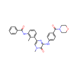 Cc1c(NC(=O)c2ccccc2)cccc1-c1cn(C)c(=O)c(Nc2ccc(C(=O)N3CCOCC3)cc2)n1 ZINC000299864808