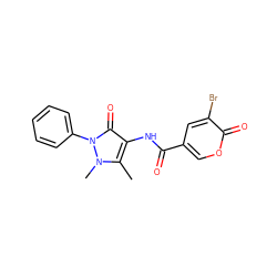 Cc1c(NC(=O)c2coc(=O)c(Br)c2)c(=O)n(-c2ccccc2)n1C ZINC000001241427