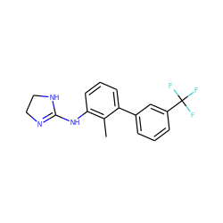 Cc1c(NC2=NCCN2)cccc1-c1cccc(C(F)(F)F)c1 ZINC000013487083