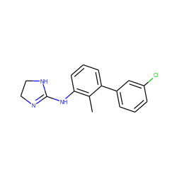 Cc1c(NC2=NCCN2)cccc1-c1cccc(Cl)c1 ZINC000013487084