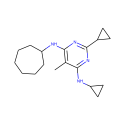 Cc1c(NC2CCCCCC2)nc(C2CC2)nc1NC1CC1 ZINC000028572617