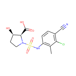 Cc1c(NS(=O)(=O)N2CC[C@@H](O)[C@H]2C(=O)O)ccc(C#N)c1Cl ZINC000028822691