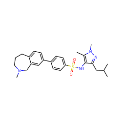 Cc1c(NS(=O)(=O)c2ccc(-c3ccc4c(c3)CN(C)CCC4)cc2)c(CC(C)C)nn1C ZINC000117305100