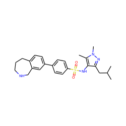 Cc1c(NS(=O)(=O)c2ccc(-c3ccc4c(c3)CNCCC4)cc2)c(CC(C)C)nn1C ZINC000117312823