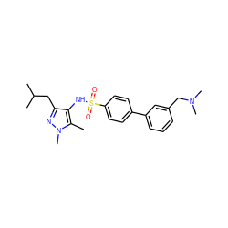 Cc1c(NS(=O)(=O)c2ccc(-c3cccc(CN(C)C)c3)cc2)c(CC(C)C)nn1C ZINC000199946057