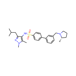 Cc1c(NS(=O)(=O)c2ccc(-c3cccc(CN4CCC[C@@H]4C)c3)cc2)c(CC(C)C)nn1C ZINC000199944123