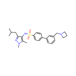 Cc1c(NS(=O)(=O)c2ccc(-c3cccc(CN4CCC4)c3)cc2)c(CC(C)C)nn1C ZINC000199937095