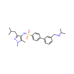 Cc1c(NS(=O)(=O)c2ccc(-c3cccc(CNC(C)C)c3)cc2)c(CC(C)C)nn1C ZINC000199940143