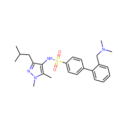 Cc1c(NS(=O)(=O)c2ccc(-c3ccccc3CN(C)C)cc2)c(CC(C)C)nn1C ZINC000199938841