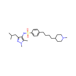 Cc1c(NS(=O)(=O)c2ccc(CCCCC3CCN(C)CC3)cc2)c(CC(C)C)nn1C ZINC000199947216