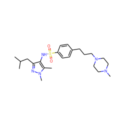 Cc1c(NS(=O)(=O)c2ccc(CCCN3CCN(C)CC3)cc2)c(CC(C)C)nn1C ZINC000199944786