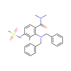 Cc1c(NS(C)(=O)=O)ccc(C(=O)N(C)C)c1N(Cc1ccccc1)Cc1ccccc1 ZINC000026289616