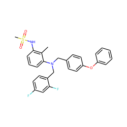 Cc1c(NS(C)(=O)=O)cccc1N(Cc1ccc(Oc2ccccc2)cc1)Cc1ccc(F)cc1F ZINC000028362558